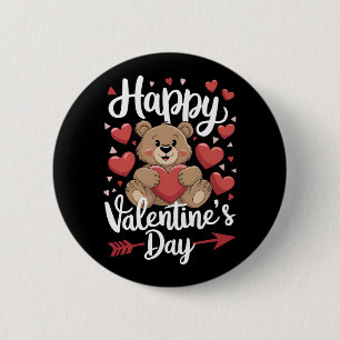 Happy Valentine's Day Bären Herz Niedliche Paare Button