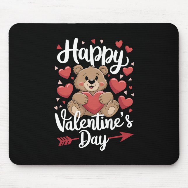 Happy Valentine's Day Bären Herz Niedliche Paare Mousepad (Vorne)