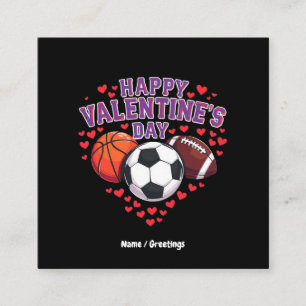 Happy Valentines Day Baseball Basketball Fußball Quadratische Visitenkarte
