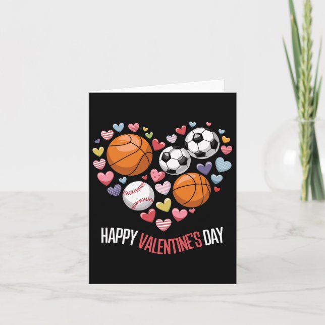 Happy Valentines Day Basketball Baseball Football Karte (Vorderseite)