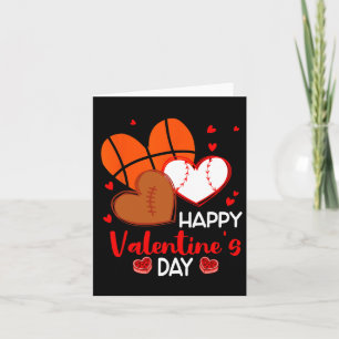 Happy Valentines Day Basketball Baseball Football Karte