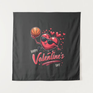 Happy Valentine's Day Basketball Liebhaber Wandteppich