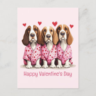 Happy Valentines Day Basset Hound Hunde Postkarte