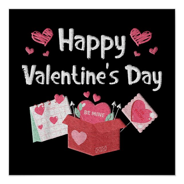 Happy Valentines Day Be meine Niedlichen Herzen Poster (Vorderseite)