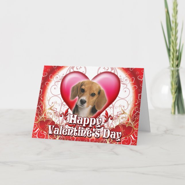 Happy Valentines Day Beagle Feiertagskarte (Vorderseite)