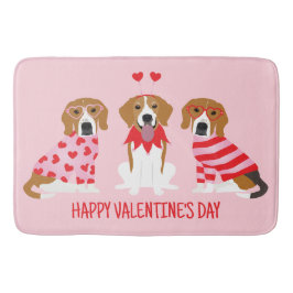 Happy Valentines Day Beagle Hunde Badematte