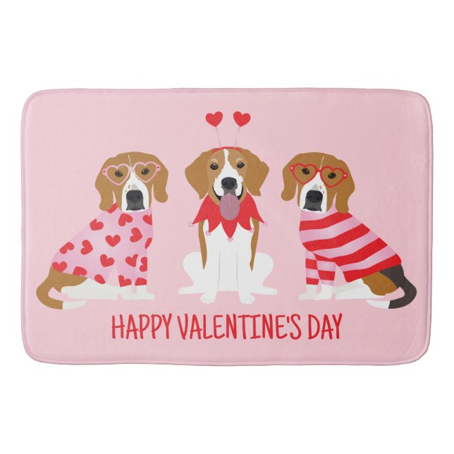 Happy Valentines Day Beagle Hunde Badematte (Vorderseite)