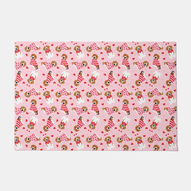 Happy Valentines Day Beagle Hunde Fußmatte (Vorderseite)