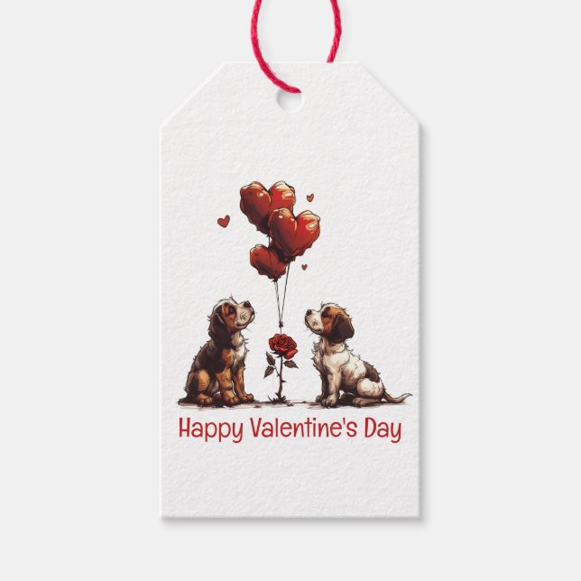 Happy Valentines Day Beagle Hunde Geschenkanhänger (Vorderseite)
