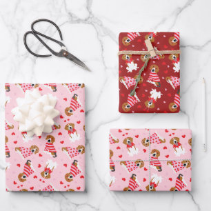 Happy Valentines Day Beagle Hunde Geschenkpapier Set