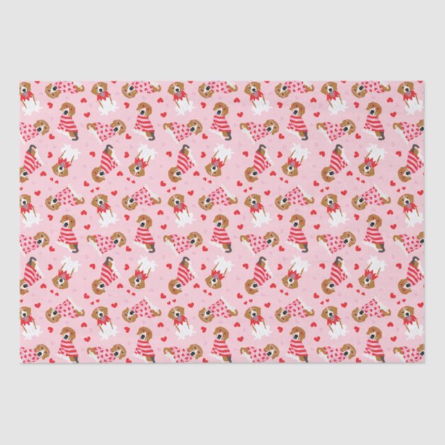 Happy Valentines Day Beagle Hunde Seidenpapier (Vorderseite)