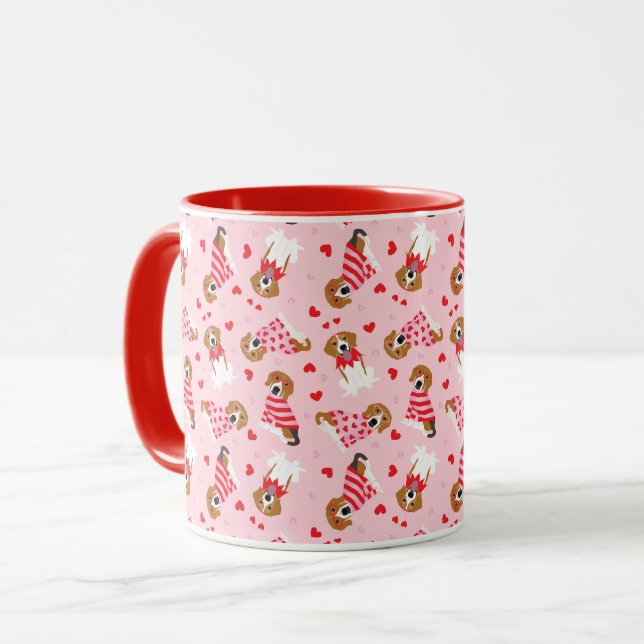 Happy Valentines Day Beagle Hunde Tasse (Vorderseite Links)