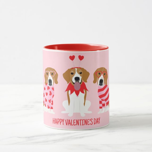Happy Valentines Day Beagle Hunde Tasse (Zentrum)