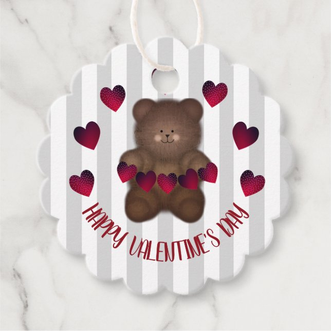 Happy Valentines Day Bear Geschenkanhänger (Vorderseite)