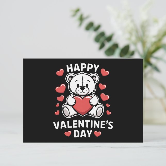 Happy Valentine's Day Bear Vday Dankeskarte (Stehend Vorderseite)