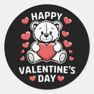 Happy Valentine's Day Bear Vday Runder Aufkleber