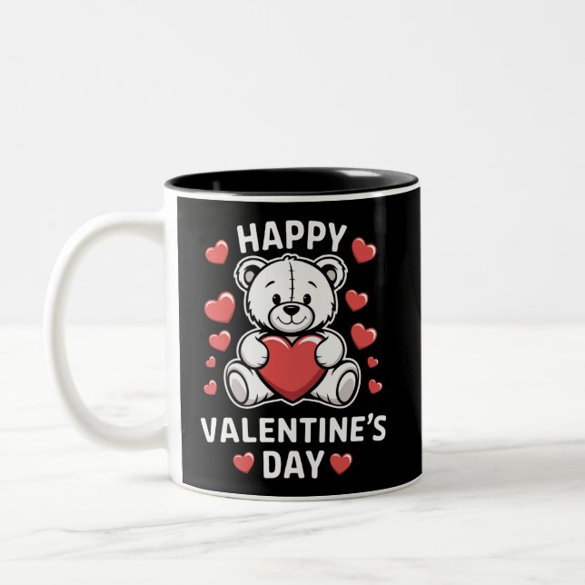 Happy Valentine's Day Bear Vday Zweifarbige Tasse (Links)