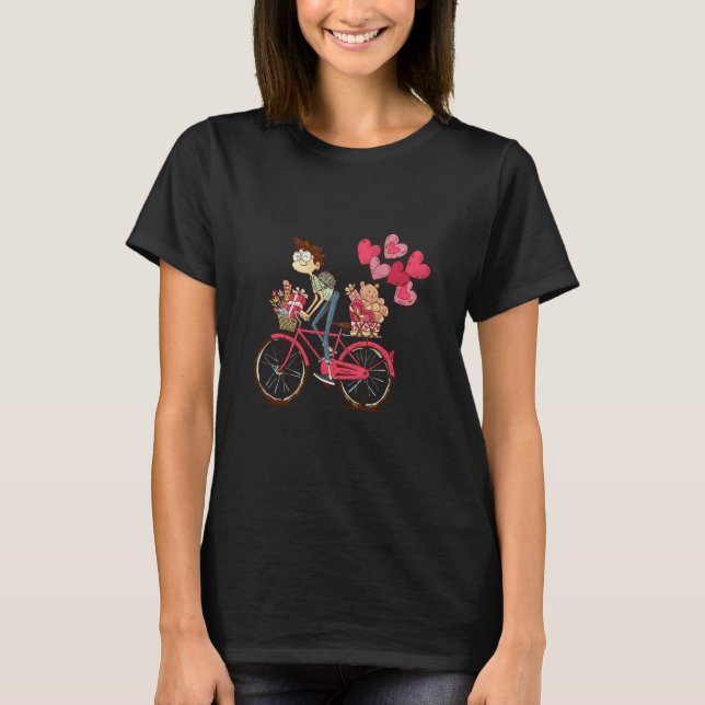 Happy Valentines Day Bicycle Lovely Relationship F T-Shirt (Vorderseite)