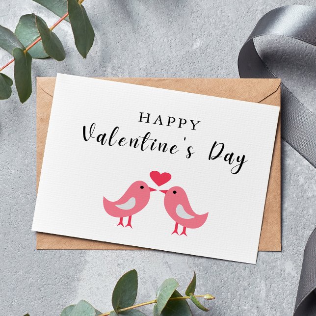 Happy Valentine's Day Bird Couple Card Dankeskarte (Happy Valentine's Day Bird Couple Card)