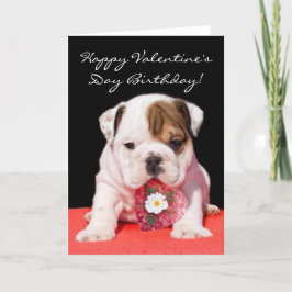 Happy Valentine's Day Birthday Bulldog Welpenkarte Feiertagskarte
