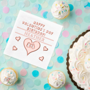 Happy Valentine's Day Birthday Herzchen Name Age Servietten Mit Folie