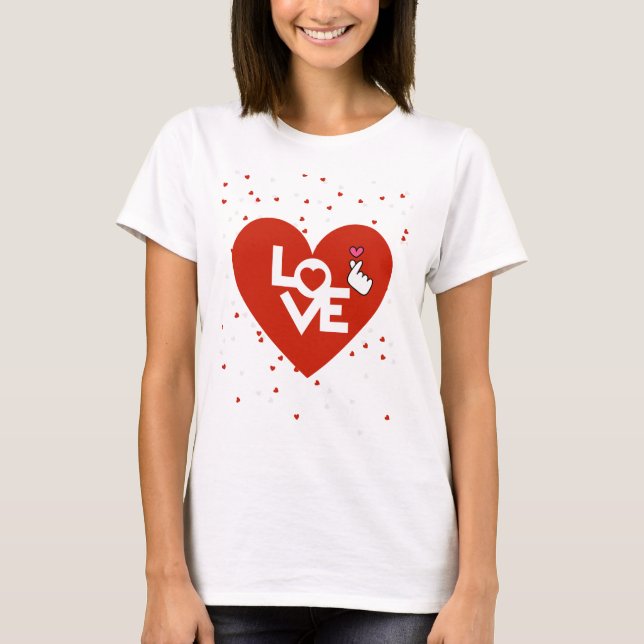 Happy Valentine's Day Black Heart T-Shirt (Vorderseite)