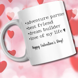 Happy Valentine's Day Black & White Heart Husband Kaffeetasse