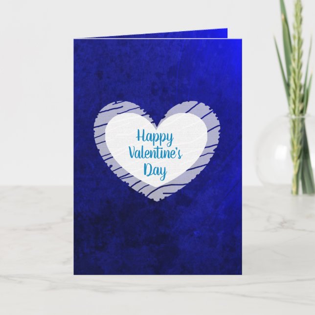 Happy Valentine's Day Blue Ombre Karte (Vorderseite)