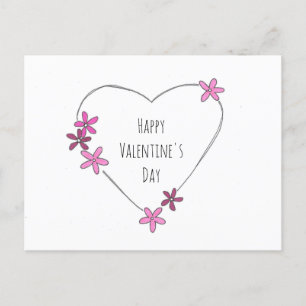 Happy Valentine's Day Blume Herz Postkarte