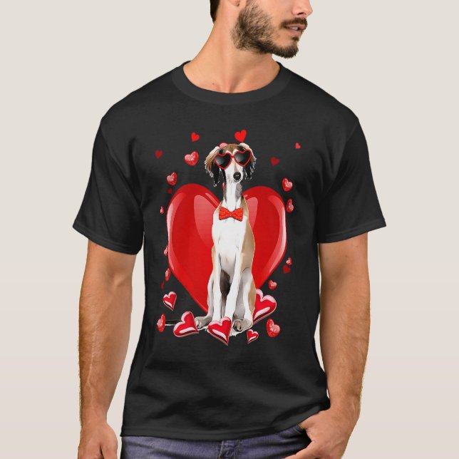 Happy Valentines Day Borzoi   Dog  V Day T-Shirt (Vorderseite)