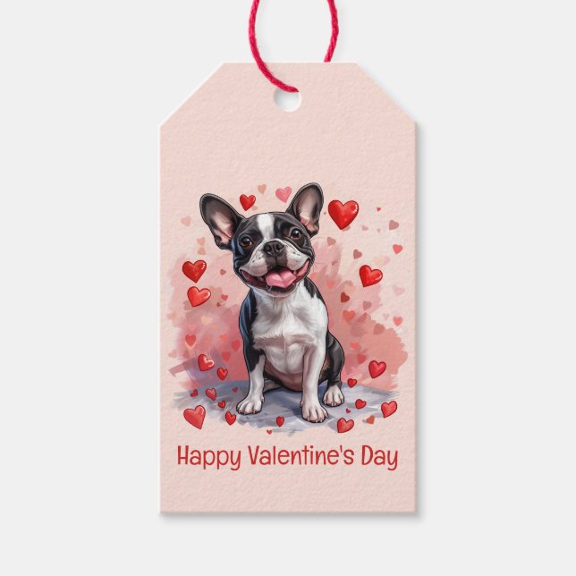 Happy Valentines Day Boston Terrier Dog Geschenkanhänger (Vorderseite)