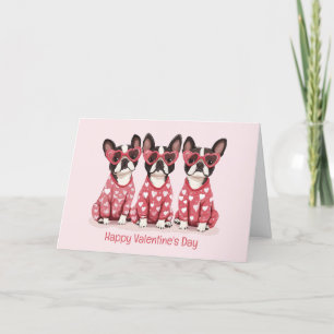 Happy Valentines Day Boston Terrier Dogs Feiertagskarte