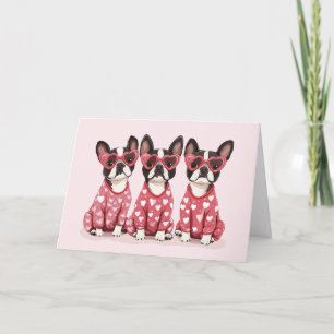 Happy Valentines Day Boston Terrier Dogs Feiertagskarte