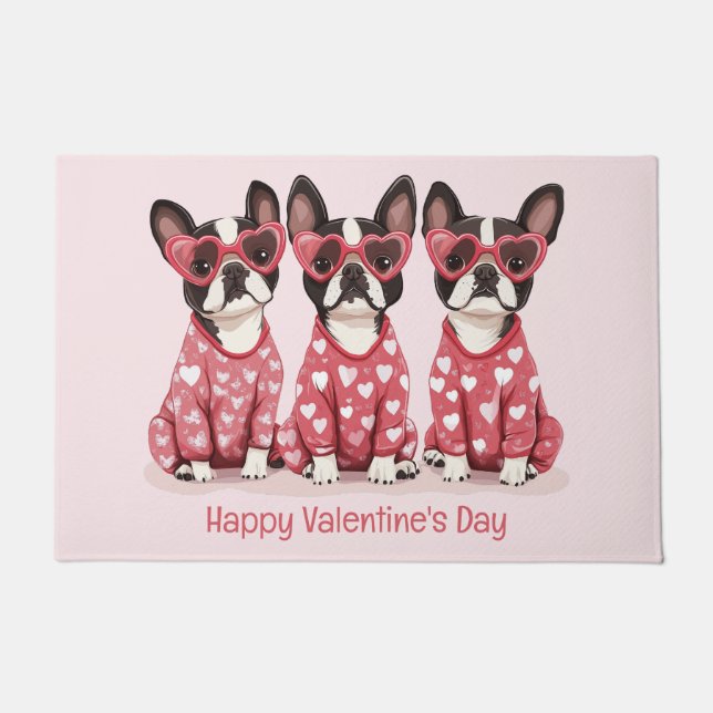 Happy Valentines Day Boston Terrier Dogs Fußmatte (Vorderseite)
