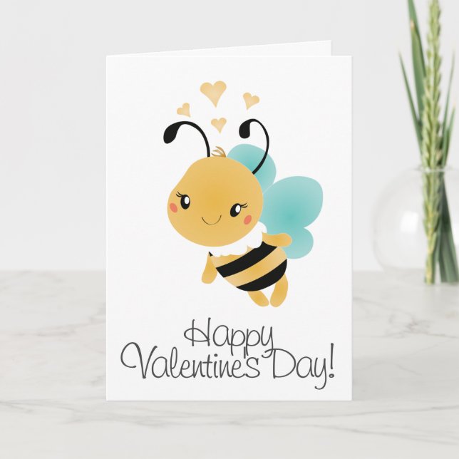 Happy Valentines Day Bumblebee Yellow Black Karte (Vorderseite)