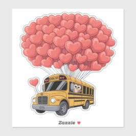 Happy Valentine's Day Bus with Owl Aufkleber