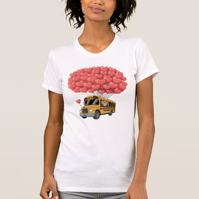 Happy Valentine's Day Bus with Owl T-Shirt (Vorderseite)