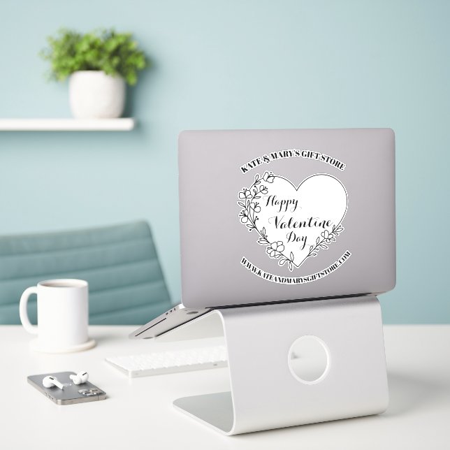 Happy Valentine's Day Business Name Website Aufkleber (Laptop auf Schreibtisch)