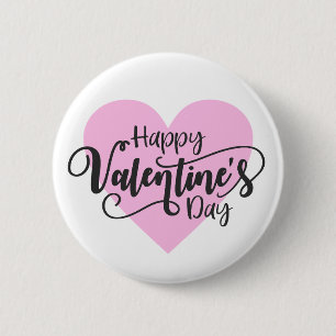 Happy Valentine's Day Calligraphy  Button