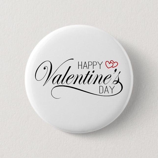 Happy Valentine's Day Calligraphy | Schaltfläche B Button (Vorderseite)