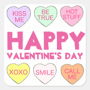 Happy Valentine's Day Candy Heart Heart Stickers