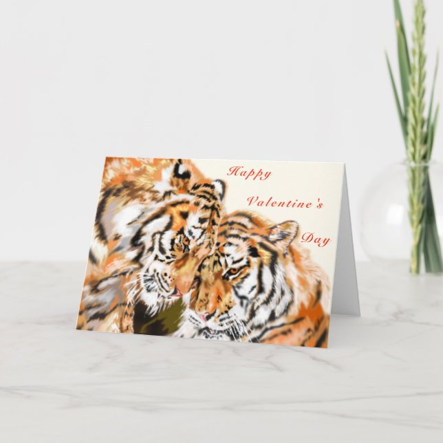 Happy Valentine's Day Card Couple Tigers - Liebe Karte (Vorderseite)