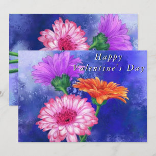 Happy Valentine's Day Card Drei farbige Gerberas