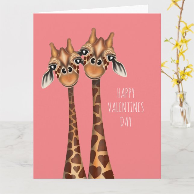 Happy Valentines Day Card - Love Giraffen Karte (Gelbe Blume)