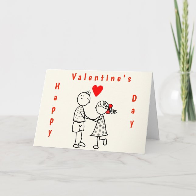 Happy Valentine's Day Card mit Romantischem Paar Karte (Vorderseite)