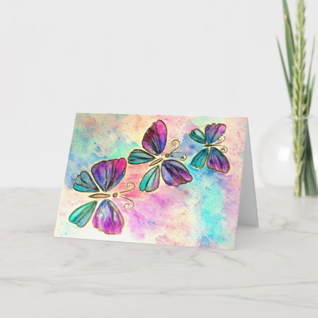 Happy Valentine's Day Card mit Schmetterlingen Karte (Vorderseite)