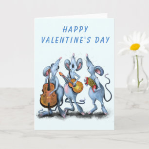 Happy Valentine's Day Card Musical Mouse Band Karte