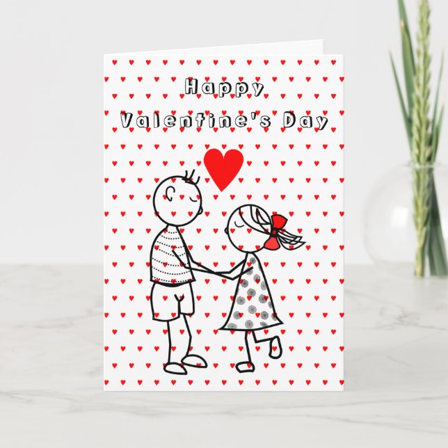 Happy Valentine's Day Card Paar in Liebe Romantisc Karte (Vorderseite)