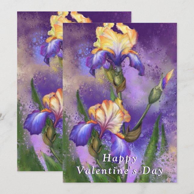 Happy Valentine's Day Card - Schöne Iris Blume (Vorne/Hinten)