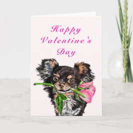Happy Valentine's Day Card Welpe mit Rose für Sie Karte